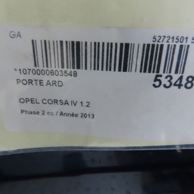 Porte arrière droite occasion OPEL CORSA IV Phase 2 01-2011->03-2015 1.2 TWINPORT 85ch 93189341 4