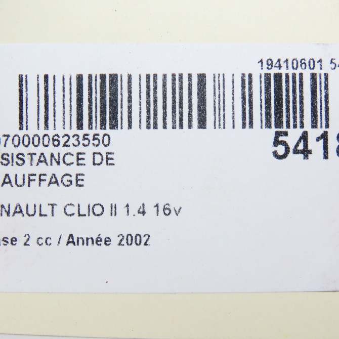 Resistance de chauffage occasion RENAULT CLIO II Phase 2 06-2001->07-2006 1.4 16v 7701051433 5