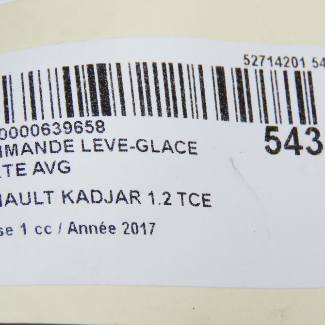 Commande lève-glace porte avant gauche occasion RENAULT KADJAR Phase 1 06-2015->... 1.2 TCE 130ch 254011766R 6