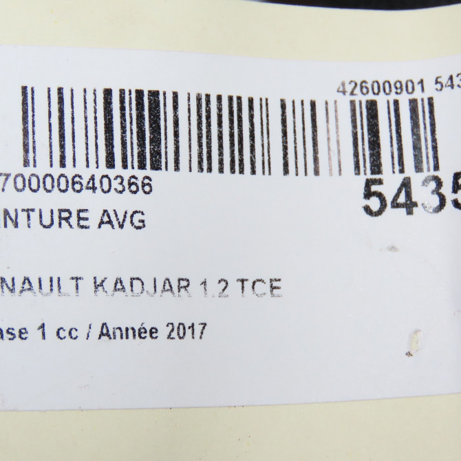 Ceinture avant gauche occasion RENAULT KADJAR Phase 1 06-2015->... 1.2 TCE 130ch 868848674R 8