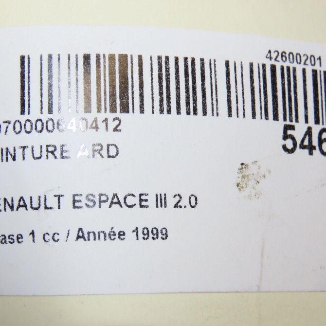 Ceinture arrière droite occasion RENAULT ESPACE III Phase 1 12-1996->09-2002 2.0 6025313511 5