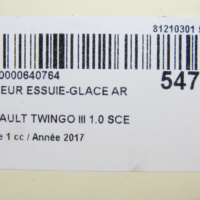 Moteur essuie-glace arrière occasion RENAULT TWINGO III Phase 1 06-2014->... 1.0 SCE 12v 70ch 287109280R 6