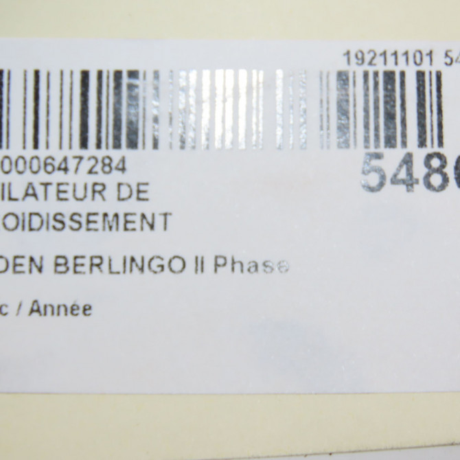 Ventilateur de refroidissement occasion CITROEN BERLINGO II Phase 2 01-2012->01-2015 1253T5 6