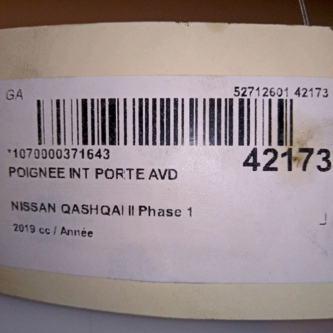 Poignee int porte avd occasion NISSAN QASHQAI II Phase 1 02-2014->... 806704EA1A 4