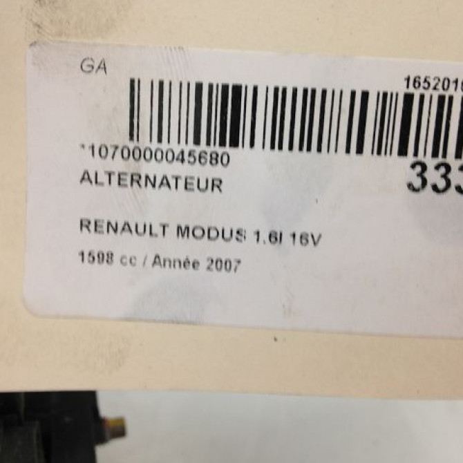 Alternateur occasion RENAULT MODUS Phase 1 09-2004->12-2007 1.6i 16v 231008578R 6