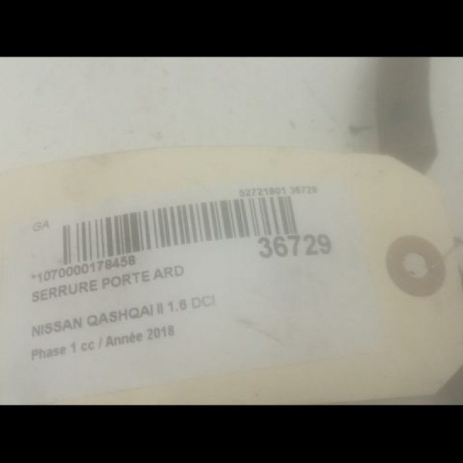 Serrure porte ard occasion NISSAN QASHQAI II Phase 1 02-2014->... 1.6 DCI 130ch 825004EA2A 4