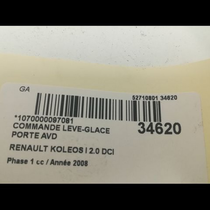 Commande lève-glace porte avant droite occasion RENAULT KOLEOS I Phase 1 06-2008->12-2011 2.0 DCI 150ch 3