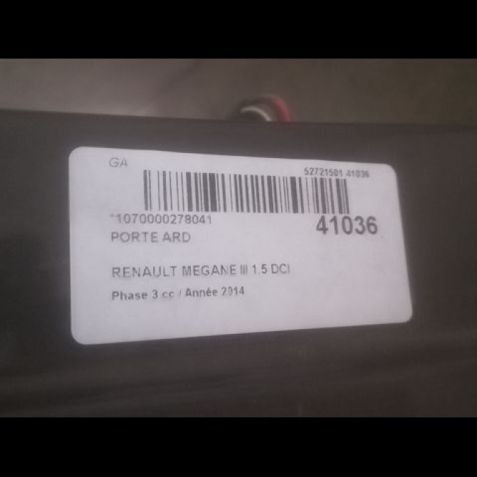 Porte arrière droite occasion RENAULT MEGANE III Phase 3 10-2013->... 1.5 DCI 110ch 821006014R 3