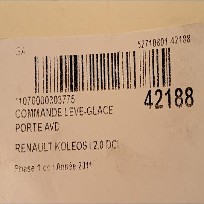 Commande lève-glace porte avant droite occasion RENAULT KOLEOS I Phase 1 06-2008->12-2011 2.0 DCI 16v 150ch 3