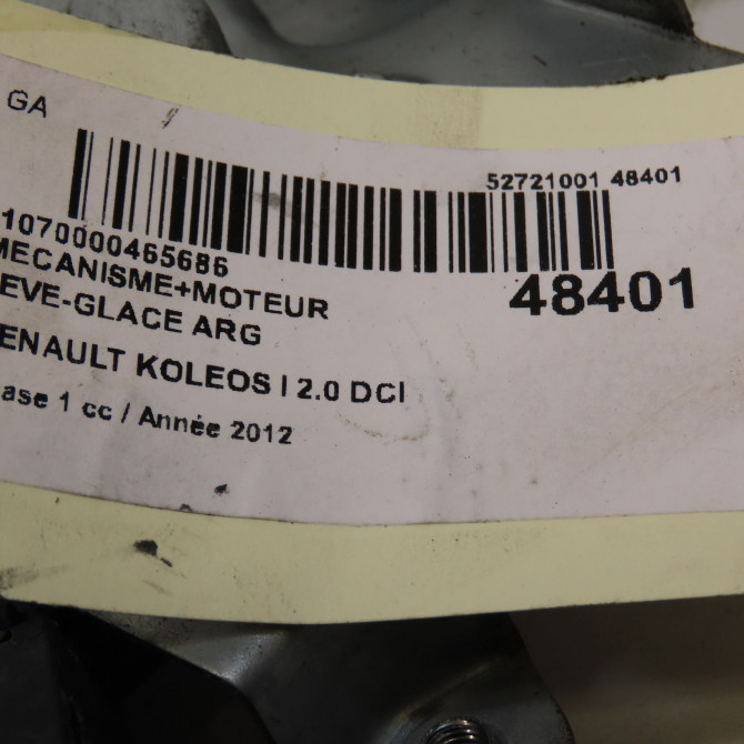 Mecanisme+moteur leve-glace arg occasion RENAULT KOLEOS I Phase 1 06-2008->12-2011 2.0 DCI 150ch 827214390R 5