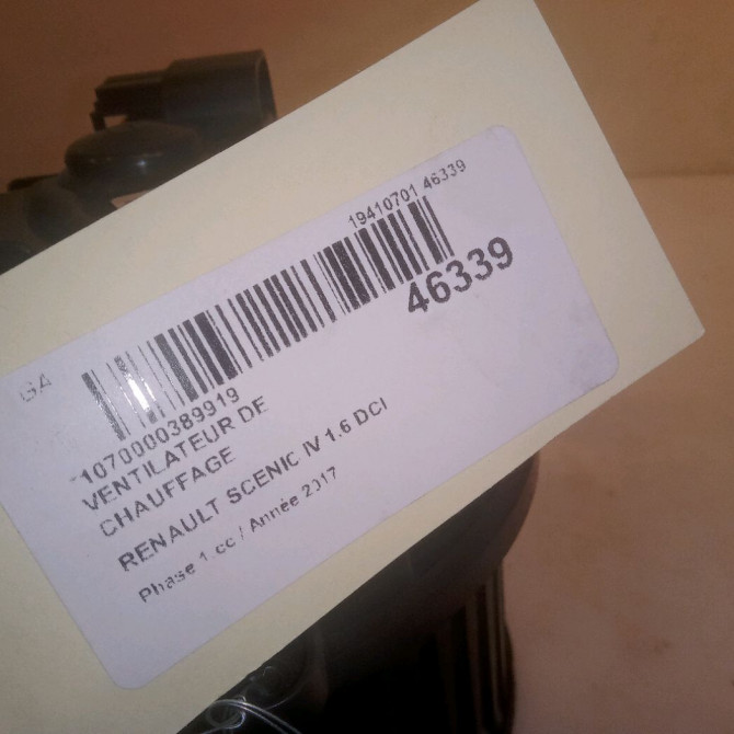 Ventilateur de chauffage occasion RENAULT SCENIC IV Phase 1 04-1995->04-1999 1.6 DCI 130ch 272109102R 5