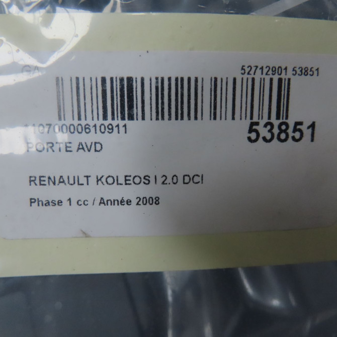 Porte avant droite occasion RENAULT KOLEOS I Phase 1 06-2008->12-2011 2.0 DCI 150ch 801008616R 6