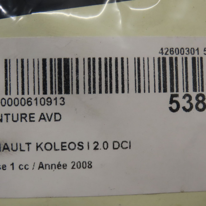 Ceinture avant droite occasion RENAULT KOLEOS I Phase 1 06-2008->12-2011 2.0 DCI 150ch 868846585R 7