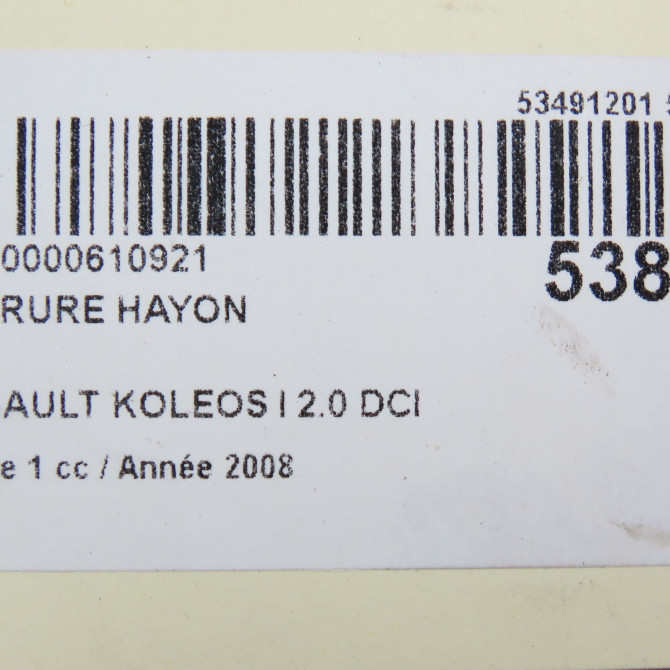 Serrure hayon occasion RENAULT KOLEOS I Phase 1 06-2008->12-2011 2.0 DCI 150ch 905923361R 5