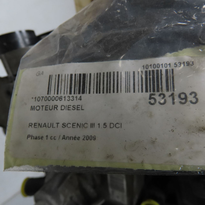 Moteur diesel occasion RENAULT SCENIC III Phase 1 04-2009->11-2011 1.5 DCI 105ch 7701479144 6