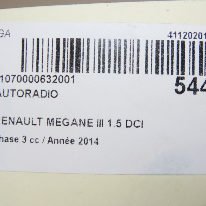 Autoradio occasion RENAULT MEGANE III Phase 3 10-2013->... 1.5 DCI 95ch 281156503R 6