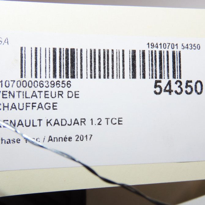 Ventilateur de chauffage occasion RENAULT KADJAR Phase 1 06-2015->... 1.2 TCE 130ch 272109102R 6