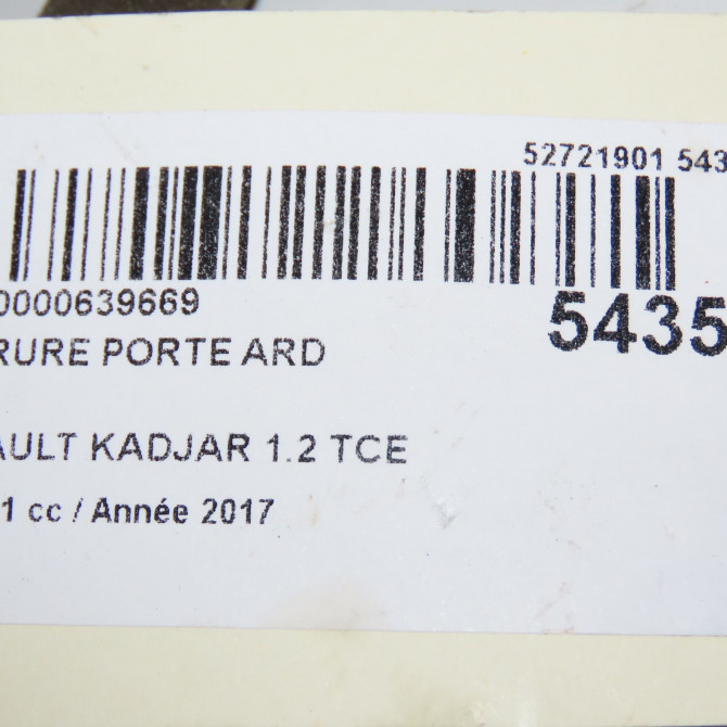 Serrure porte ard occasion RENAULT KADJAR Phase 1 06-2015->... 1.2 TCE 130ch 825004EA2A 5