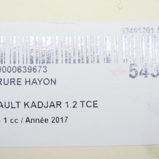 Serrure hayon occasion RENAULT KADJAR Phase 1 06-2015->... 1.2 TCE 130ch 905024EA1A 5