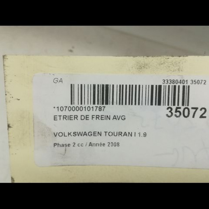 Etrier de frein avant gauche occasion VOLKSWAGEN TOURAN I Phase 2 11-2006->09-2010 1.9 TDI 105ch 1K0615123E 3