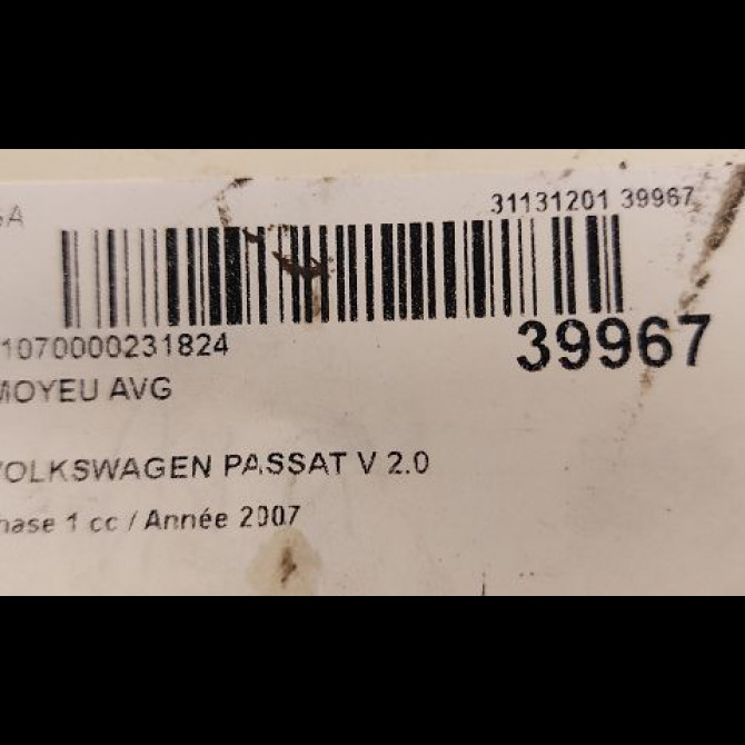 Moyeu avg occasion VOLKSWAGEN PASSAT V Phase 1 03-2005->10-2010 2.0 TDI 16v 140ch 5K0498621 3