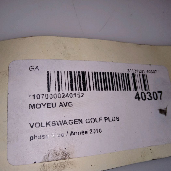 Moyeu avg occasion VOLKSWAGEN GOLF PLUS Phase 1 04-1995->04-1999 1.6 TDI 105ch 5K0498621 4