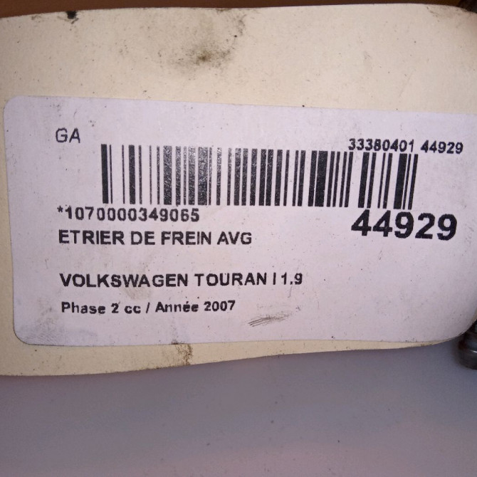 Etrier de frein avant gauche occasion VOLKSWAGEN TOURAN I Phase 2 11-2006->09-2010 1.9 TDI 105ch 1K0615123E 4