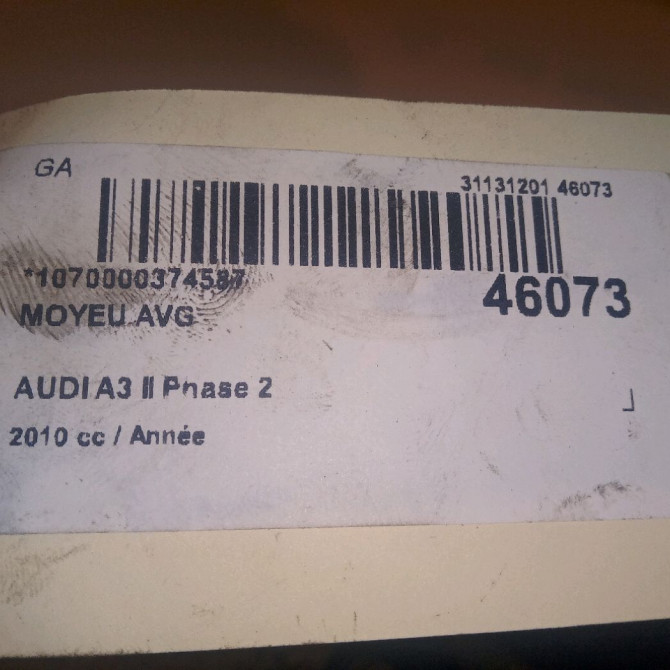 Moyeu avg occasion AUDI A3 II Phase 2 06-2008->07-2012 5K0498621 5