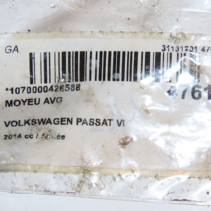 Moyeu avg occasion VOLKSWAGEN PASSAT VI Phase 1 CC 11-2011->12-2017 5K0498621 4