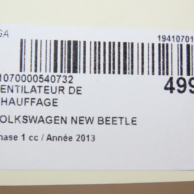 Ventilateur de chauffage occasion VOLKSWAGEN NEW BEETLE II phase 1 09-2011->... 1.6 TDI 105ch 561820015E 7