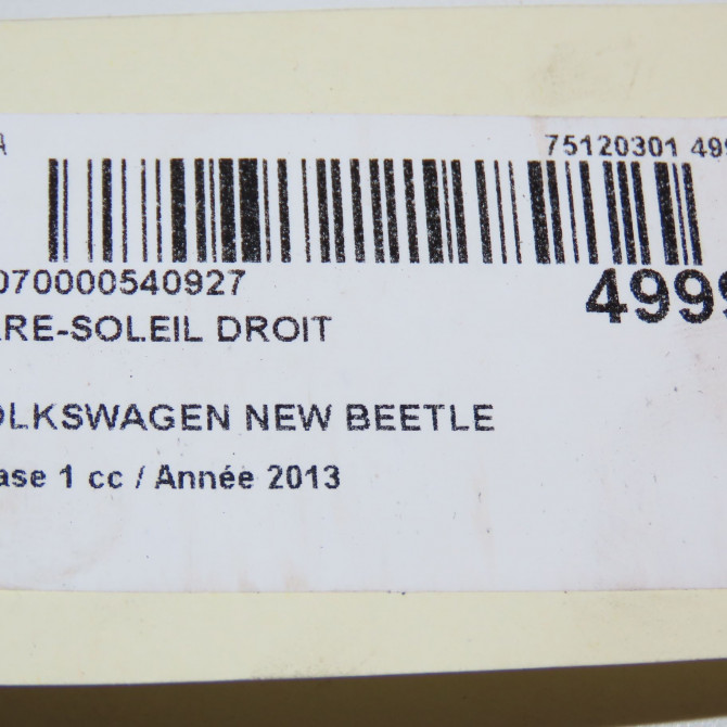 Pare-soleil droit occasion VOLKSWAGEN NEW BEETLE II phase 1 09-2011->... 1.6 TDI 105ch 5C5857552AH3H8 4