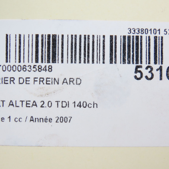 Etrier de frein arrière droit occasion SEAT ALTEA Phase 1 04-2004->05-2009 2.0 TDI 140ch 1K0615424J 6