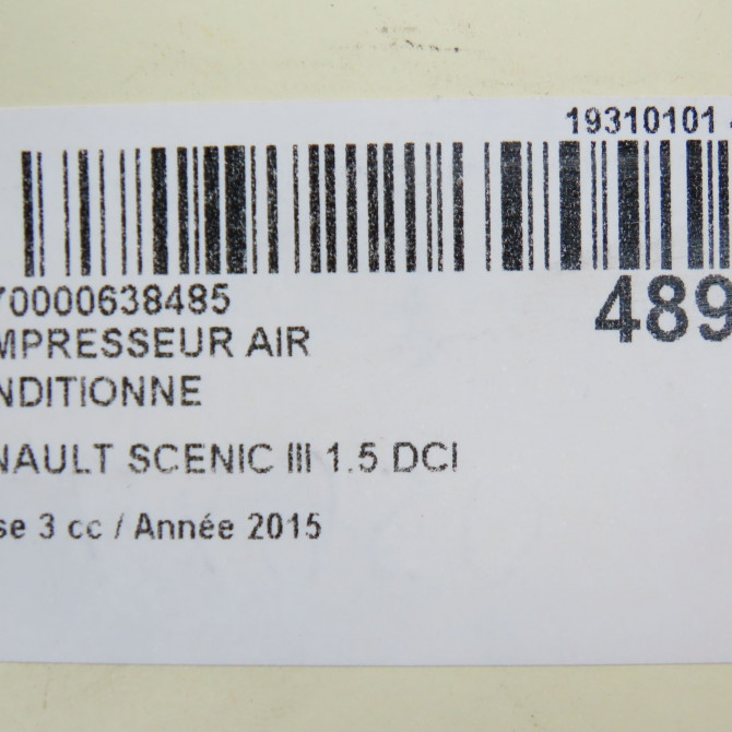 Compresseur air conditionne occasion RENAULT SCENIC III Phase 3 04-2013->... 1.5 DCI 110ch 926004EA0A 7