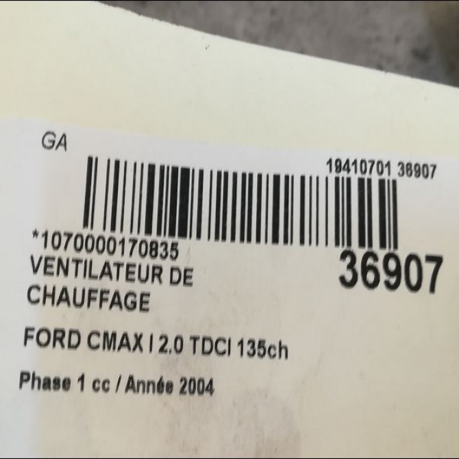 Ventilateur de chauffage occasion FORD CMAX I Phase 1 09-2003->03-2007 2.0 TDCI 135ch 1382679 3