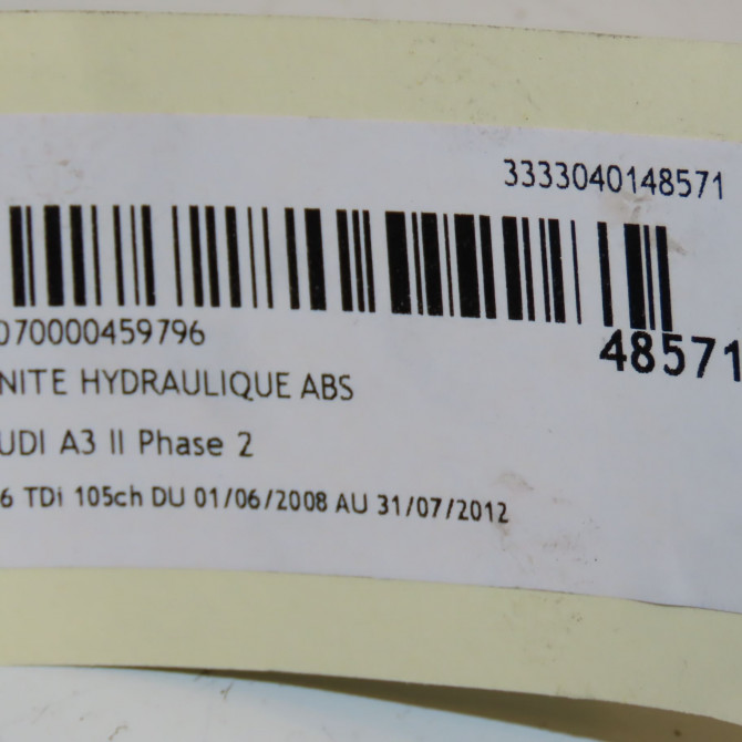 Unité hydraulique ABS occasion AUDI A3 II Phase 2 06-2008->07-2012 1.6 TDi 105ch 6