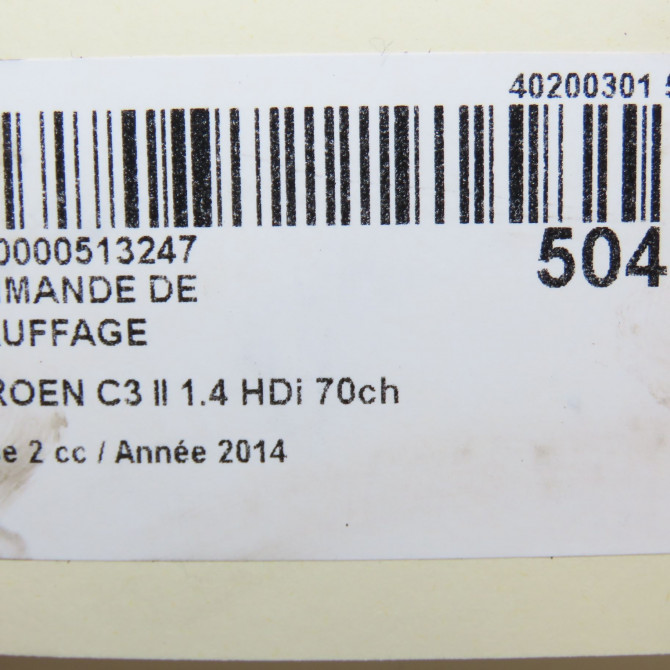 Commande de chauffage occasion CITROEN C3 II Phase 2 03-2013->12-2016 1.4 HDi 70ch 9675400180 5