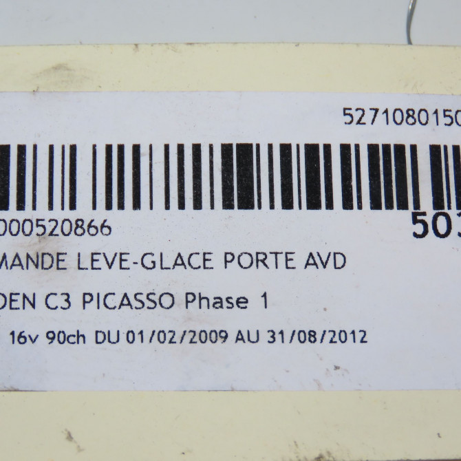 Commande lève-glace porte avant droite occasion CITROEN C3 PICASSO Phase 1 02-2009->08-2012 1.6 HDi 16v 90ch 6490P9 4