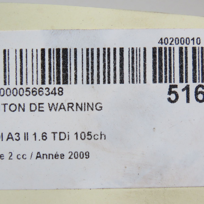 Bouton de warning occasion AUDI A3 II Phase 2 06-2008->07-2012 1.6 TDi 105ch 8P0941509D5PR 5