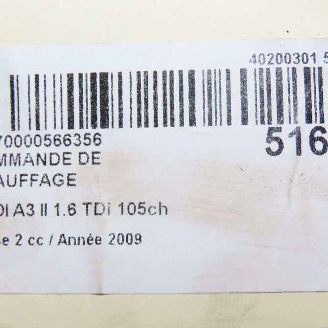 Commande de chauffage occasion AUDI A3 II Phase 2 06-2008->07-2012 1.6 TDi 105ch 8P0820047D 6