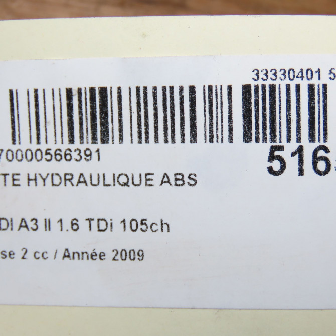 Unité hydraulique ABS occasion AUDI A3 II Phase 2 06-2008->07-2012 1.6 TDi 105ch 7