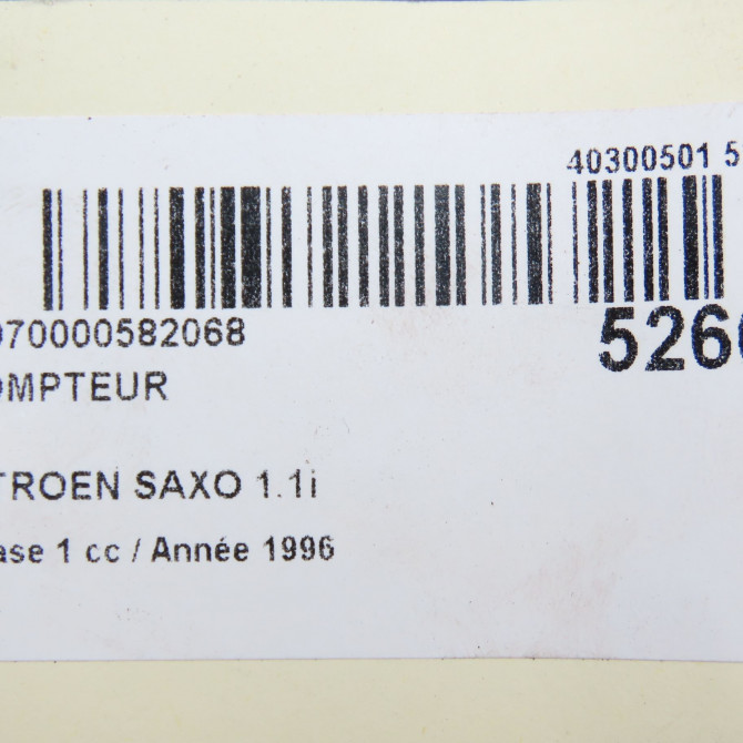 Compteur occasion CITROEN SAXO Phase 1 03-1996->09-1999 1.1i 6100RA 7