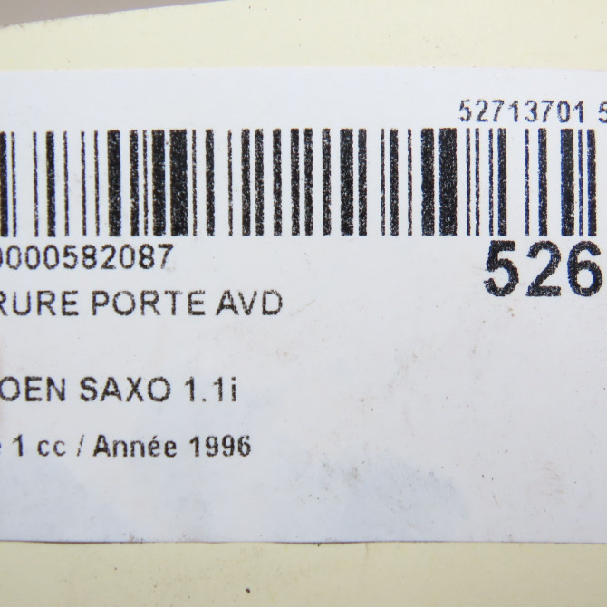 Serrure porte avd occasion CITROEN SAXO Phase 1 03-1996->09-1999 1.1i 913688 5