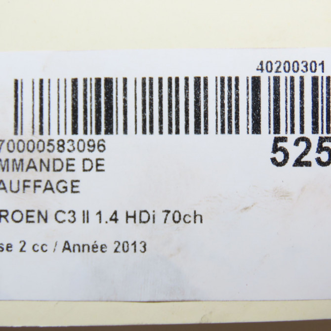 Commande de chauffage occasion CITROEN C3 II Phase 2 03-2013->12-2016 1.4 HDi 70ch 9675400180 6