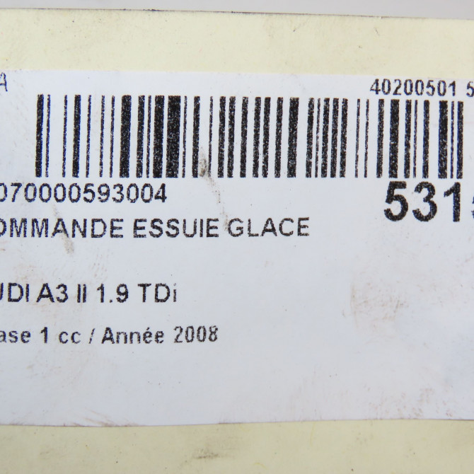 Commande essuie glace occasion AUDI A3 II Phase 1 06-2003->06-2008 1.9 TDi 8P0953519D9B9 5