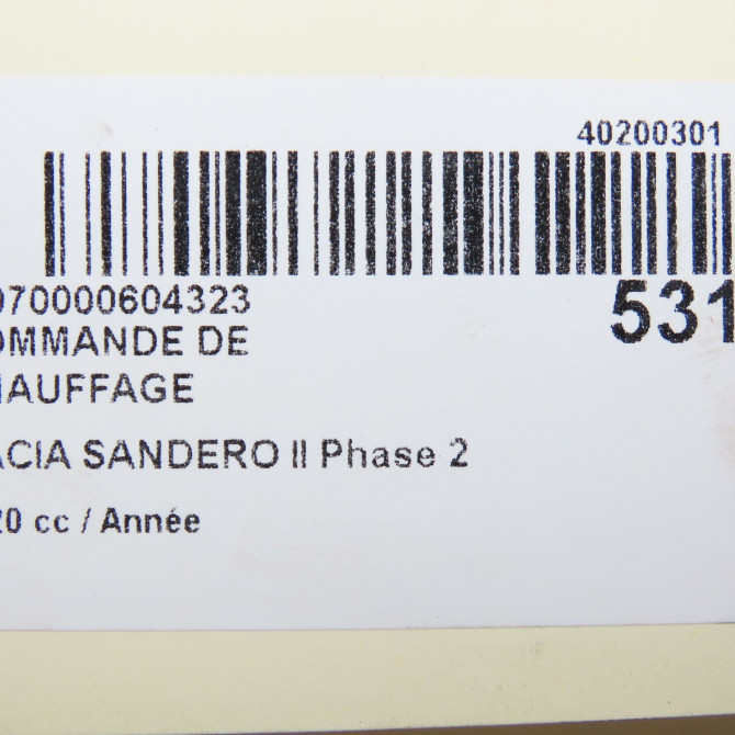 Commande de chauffage occasion DACIA SANDERO II Phase 2 02-2017->... 275102284R 6