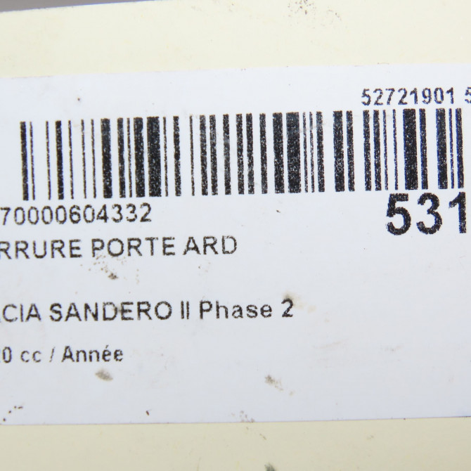 Serrure porte ard occasion DACIA SANDERO II Phase 2 02-2017->... 825022281R 5