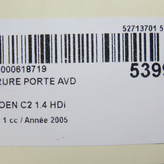 Serrure porte avd occasion CITROEN C2 Phase 1 09-2003->10-2008 1.4 HDi 9136Q6 6