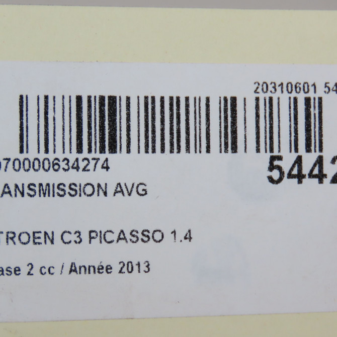 Transmission avant gauche occasion CITROEN C3 PICASSO Phase 2 09-2012->... 1.4 VTI 95ch 3272ZL 7