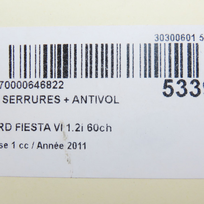 Kit serrures + antivol occasion FORD FIESTA VI Phase 1 10-2008->11-2012 1.2i 60ch Ambiente 1831491 7