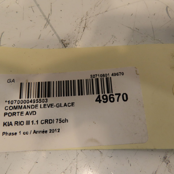Commande lève-glace porte avant droite occasion KIA RIO III Phase 1 06-2011->... 1.1 CRDI 75ch 935751W010 4